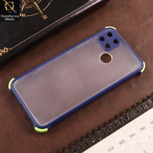 Realme Narzo 30A Cover  - Blue - Semi Transparent Matte Shockproof Camera Ring Protection Case