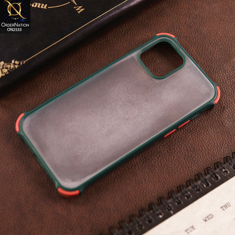 iPhone 12 Pro Cover  - Dark Green - Semi Transparent Matte Shockproof Camera Ring Protection Case