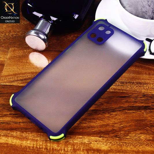 Samsung Galaxy M60S Cover - Blue - Semi Transparent Matte Shockproof Camera Ring Protection Case