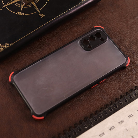 Oppo Reno 4 Cover  - Black - Semi Transparent Matte Shockproof Camera Ring Protection Case