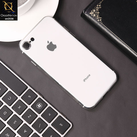 iPhone SE 2022 Cover - White - Glossy Shine Electroplated Soft Border Case