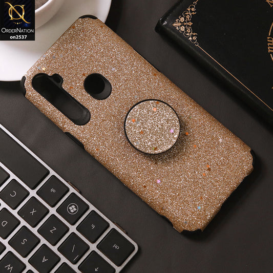 Realme 6i  - Golden - Soft Girlish Glitter Texture Case with Mobile Holder
