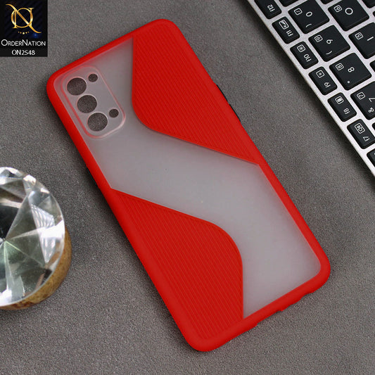 Oppo Reno 4 Cover - Red - New Ziggy Line Wavy Style Soft Case