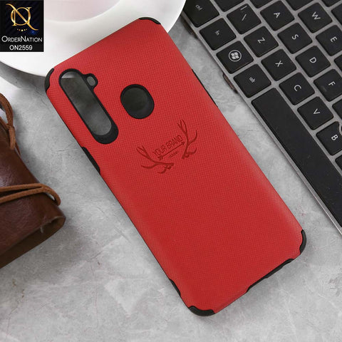 Realme 5i Cover - Red - New Dot Texture PU Leather Soft Case