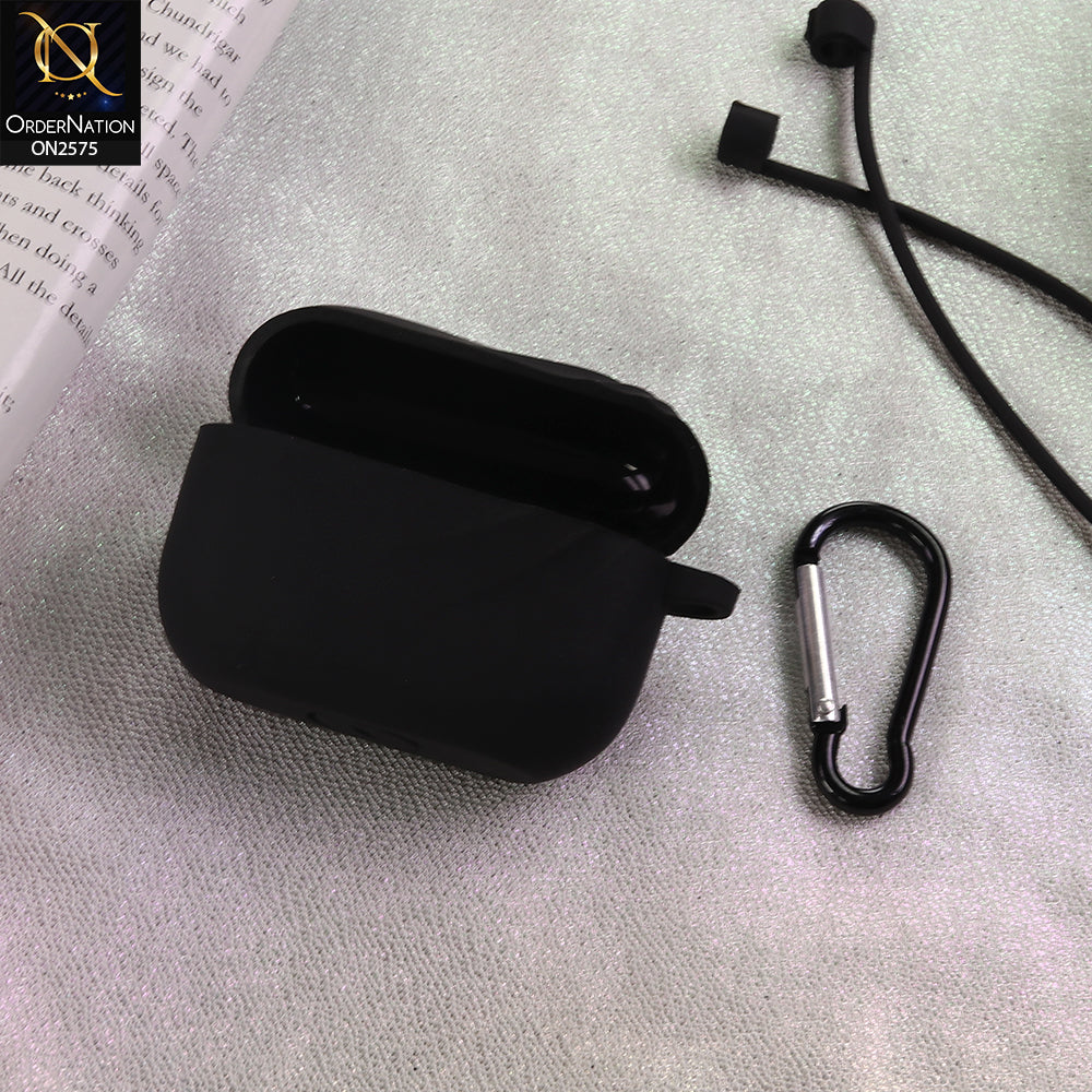 Apple Airpods Pro Cover  - Black  - Soft Whirlwind Style Silicone Case - (Just Cover No Airpods Included)