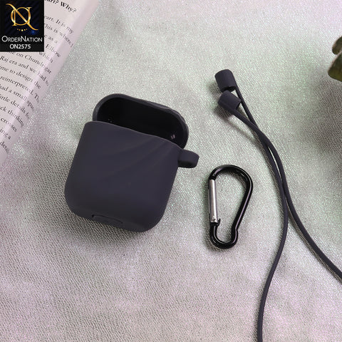 Apple Airpods 1 / 2 Cover  - Blue  - Soft Whirlwind Style Silicone Case - (Just Cover No Airpods Included)