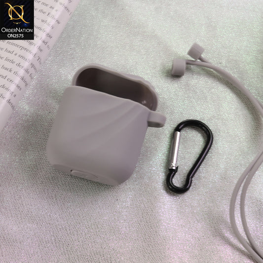 Apple Airpods 1 / 2 Cover  - Light Gray  - Soft Whirlwind Style Silicone Case - (Just Cover No Airpods Included)