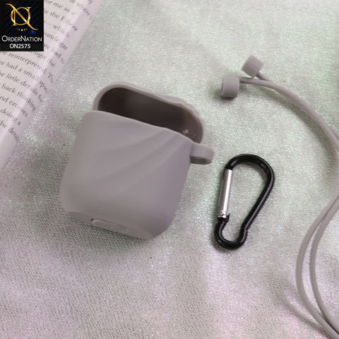 Apple Airpods 1 / 2 Cover  - Light Gray  - Soft Whirlwind Style Silicone Case - (Just Cover No Airpods Included)