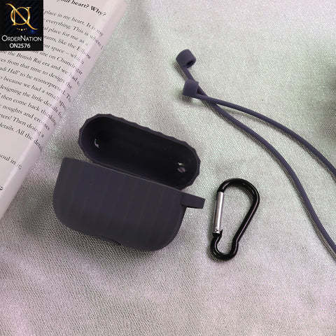 Apple Airpods Pro Cover  - Blue  - Soft Silicone Line Pattern Case - (Just Cover No Airpods Included)