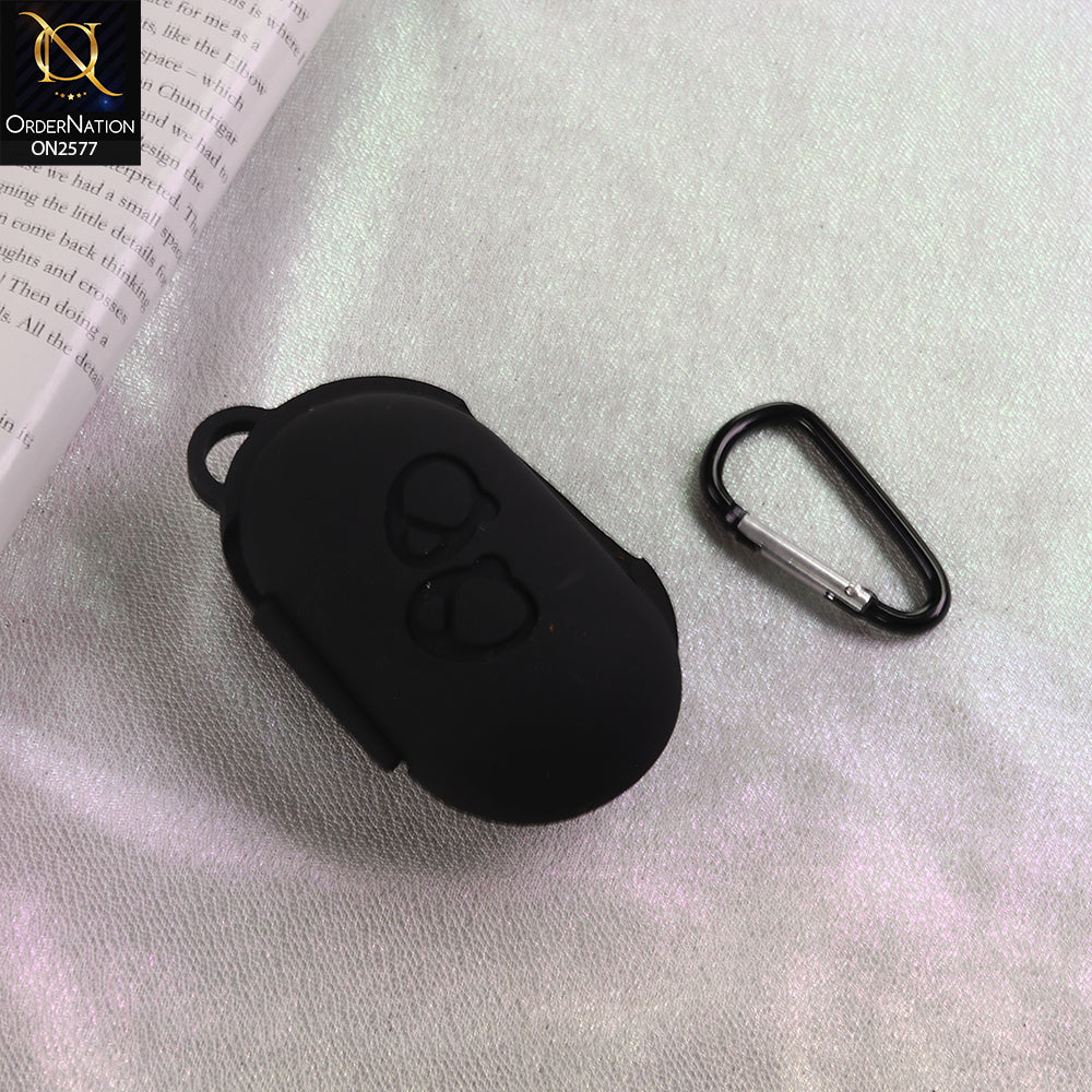 Samsung Galaxy Buds Cover  - Black  - Soft Silicone Line Pattern Case - (Just Cover No Airpods Included)