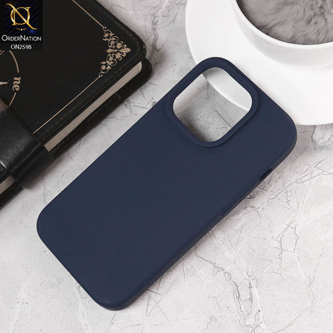 iPhone 14 Pro Cover - Midnight Blue - HQ Silica Gel Silicon Shockproof Matte Soft Case