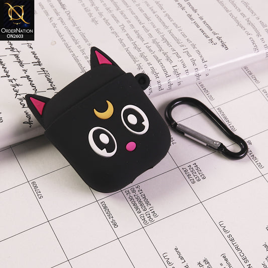 Apple Airpods 1 / 2 Cover  - Design 1 - 3D Cartoon Protective Silicone Earbud Case Cover with Keychain