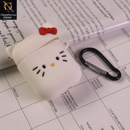 Apple Airpods 1 / 2 Cover  - Design 4 - 3D Cartoon Protective Silicone Earbud Case Cover with Keychain