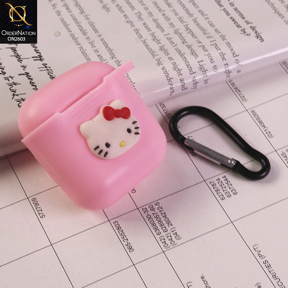 Apple Airpods 1 / 2 Cover  - Design 6 - 3D Cartoon Protective Silicone Earbud Case Cover with Keychain