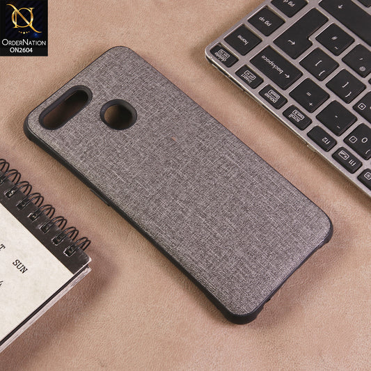 Oppo A12 Cover  - Gray - New Fabric Soft Silicone Logo Case