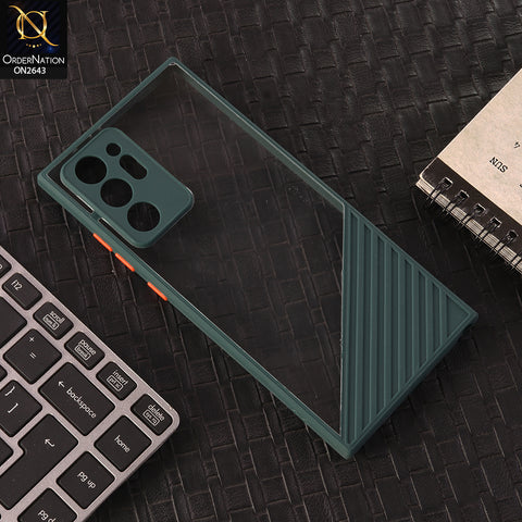 Samsung Galaxy Note 20 Ultra Cover - Dark Green -  New Stylish Dual Touch Transparent Soft Triangle Case