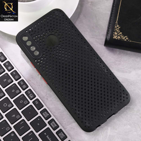 Infinix Hot 8 Cover - Black -  Cooling Breathing Mesh Soft Rubber Feel Phone Case