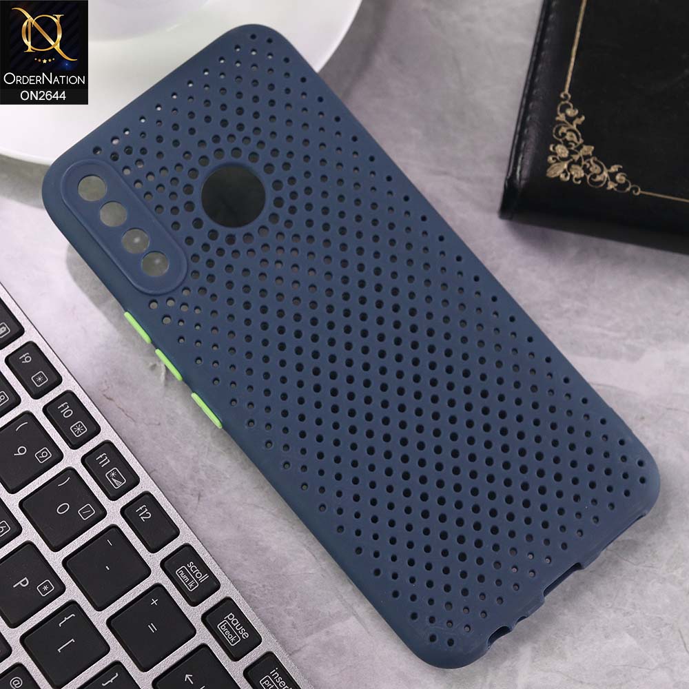 Tecno Spark 4 Cover - Blue -  Cooling Breathing Mesh Soft Rubber Feel Phone Case