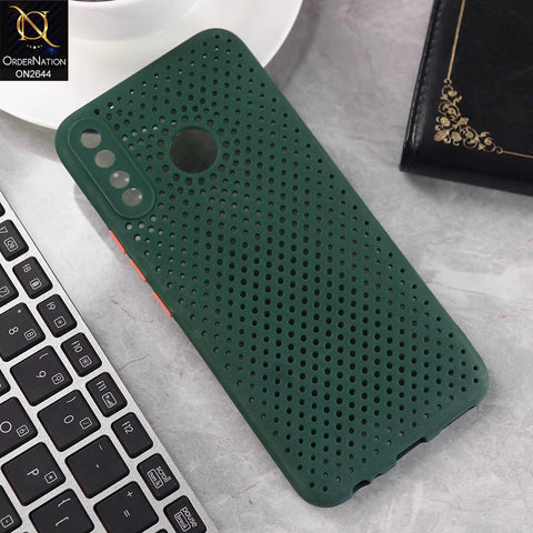 Infinix Hot 8 Lite Cover - Dark Green -  Cooling Breathing Mesh Soft Rubber Feel Phone Case