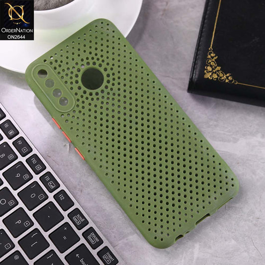 Tecno Camon 12 Cover - Light Green -  Cooling Breathing Mesh Soft Rubber Feel Phone Case