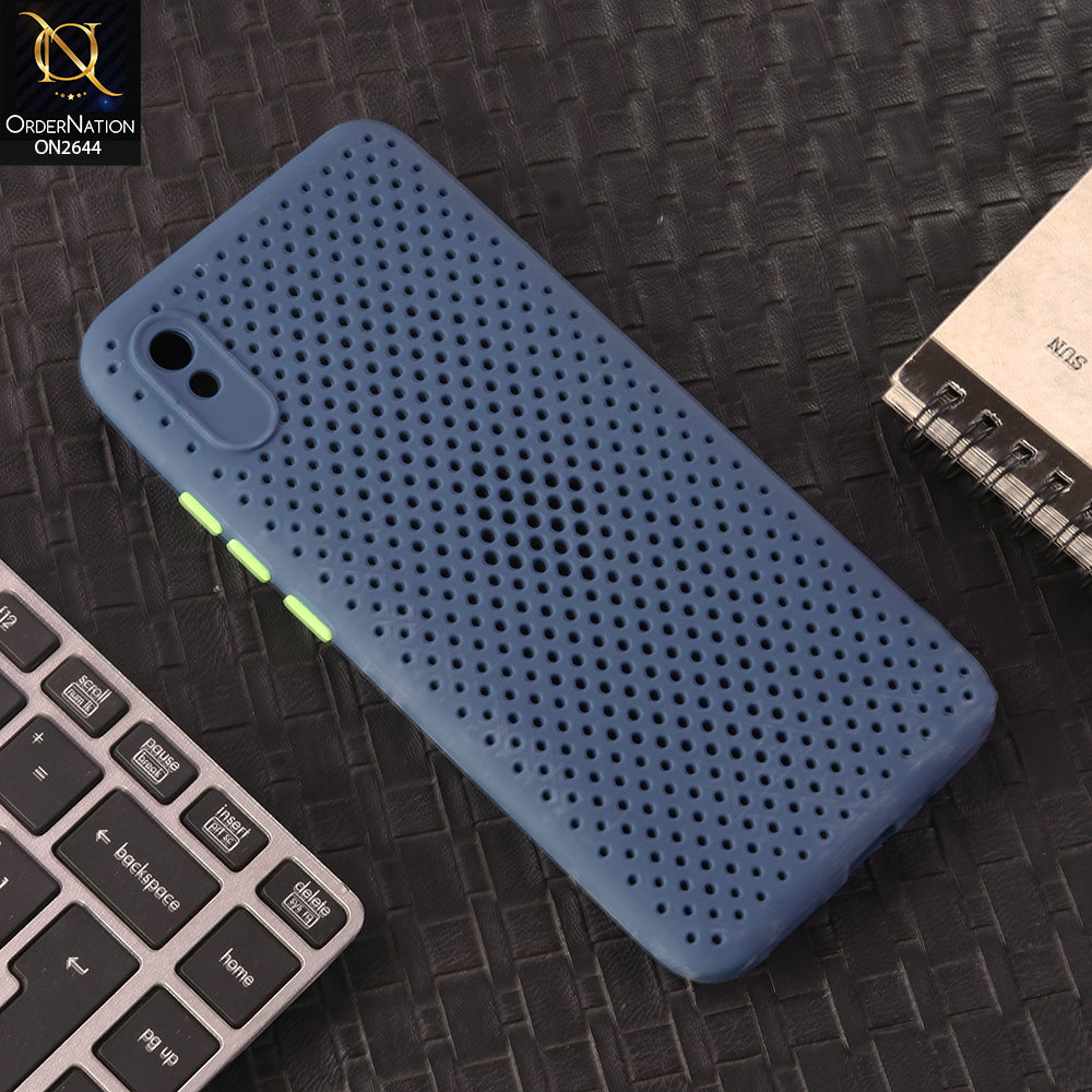 Xiaomi Redmi 9A Cover - Blue -  Cooling Breathing Mesh Soft Rubber Feel Phone Case