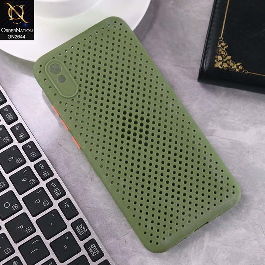 Xiaomi Redmi 9A Cover - Light Green -  Cooling Breathing Mesh Soft Rubber Feel Phone Case