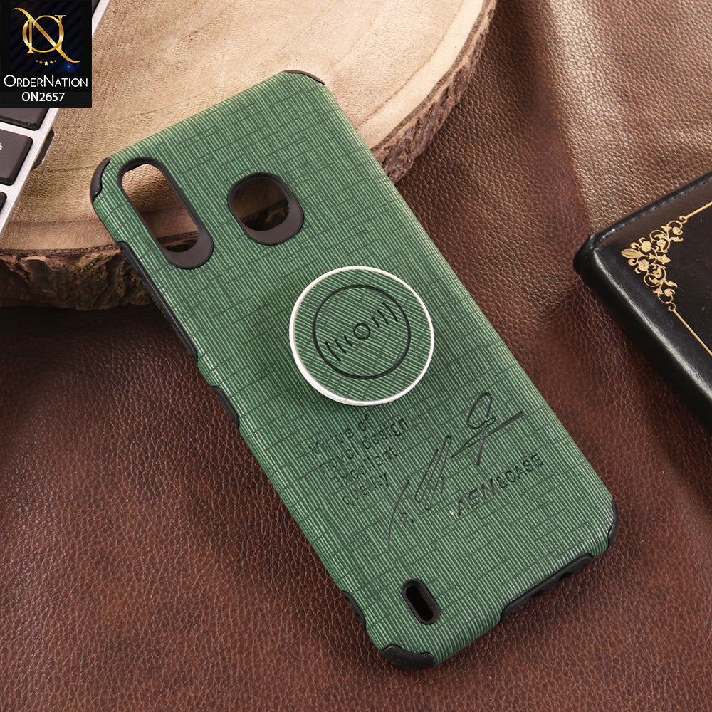 Infinix Smart 4 Cover - Green - New Stylish Febric Texture Case with Holder