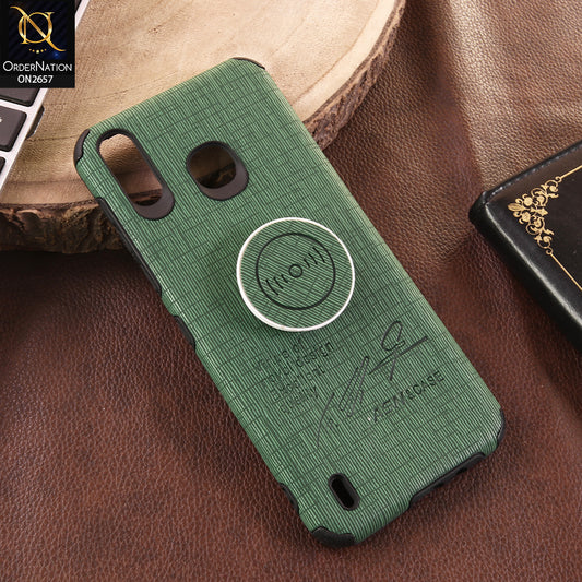 Infinix Smart 4 Cover - Green - New Stylish Febric Texture Case with Holder