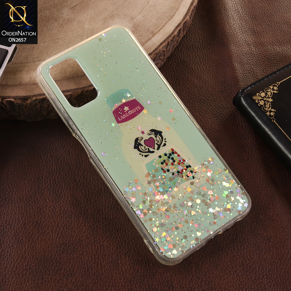 Oppo A52 Cover - Light Green - Glamorous Look Glitter Shine Tpu Case - Glitter Does Not Move