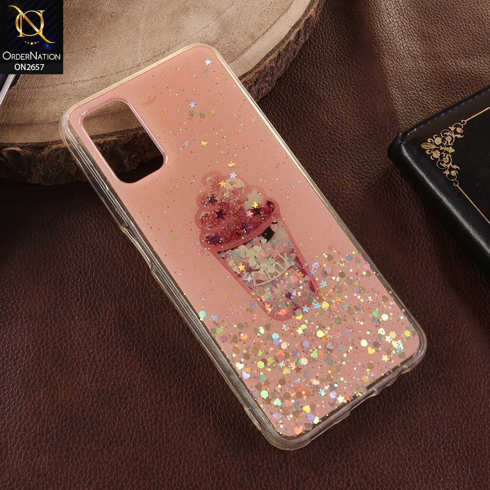 Oppo A52 Cover - Light Pink - Glamorous Look Glitter Shine Tpu Case - Glitter Does Not Move
