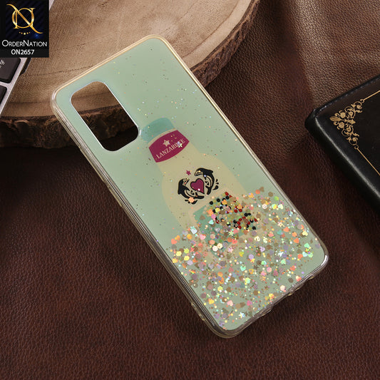Vivo V19 Cover - Light Green - Glamorous Look Glitter Shine Tpu Case - Glitter Does Not Move