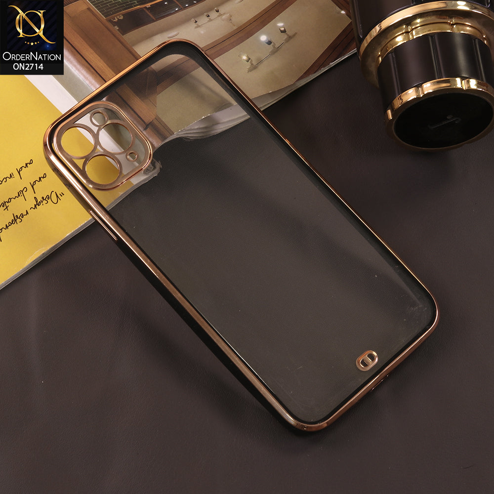 iPhone 11 Pro Max Cover - Black - Eletroplating Soft Square Straight Edge Transparent Case