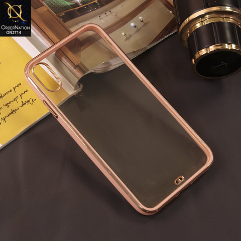 iPhone XS Max Cover - Pink - Eletroplating Soft Square Straight Edge Transparent Case
