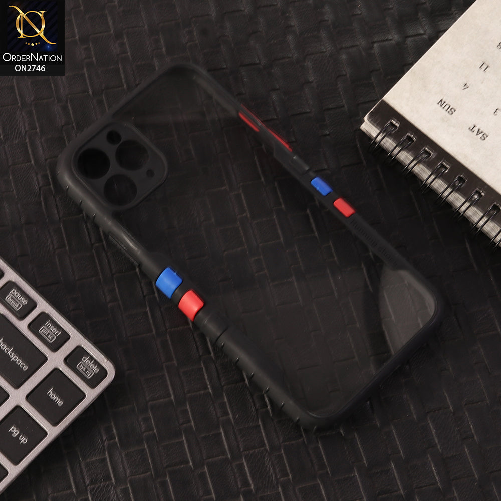 iPhone 11 Pro Cover - Black -  New Designer Sporty Look Transparent Soft Shell Case