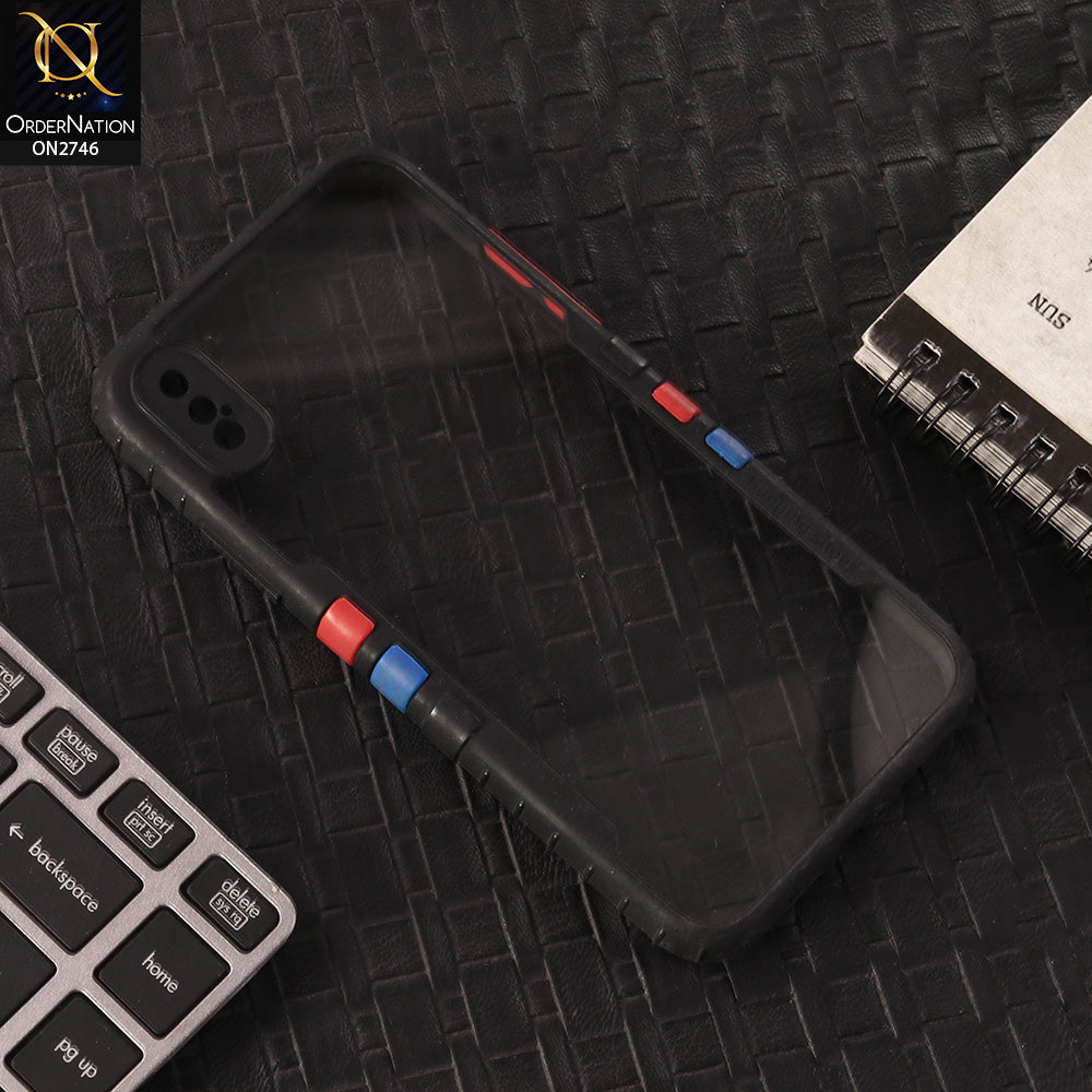iPhone XS / X Cover - Black -  New Designer Sporty Look Transparent Soft Shell Case