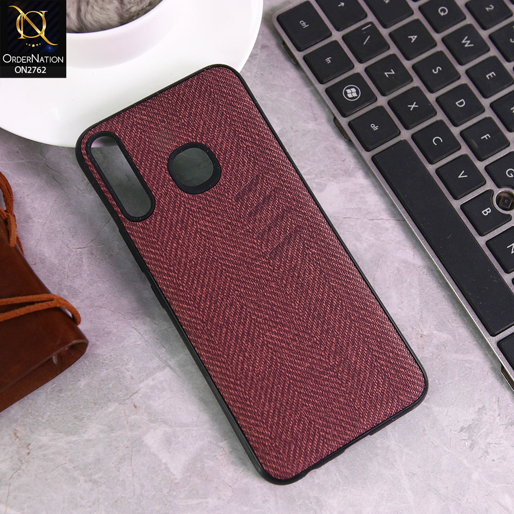 Infinix Hot 8 Cover - Mahroon -  Soft New Fresh Look Jeans Texture Case