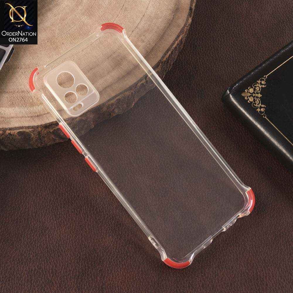 Vivo V20 Cover - Red - Soft Anti Shock Colorfull Corner Back Clear Case