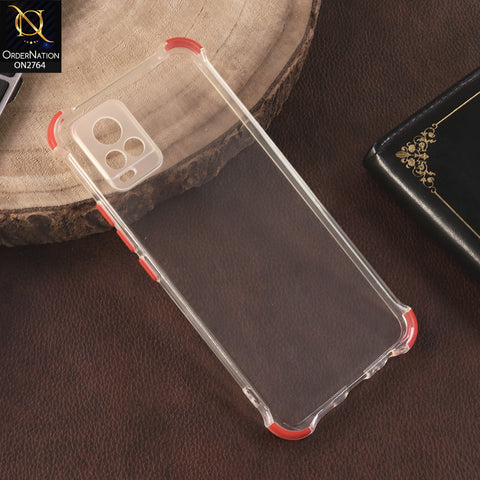 Vivo V20 Cover - Red - Soft Anti Shock Colorfull Corner Back Clear Case