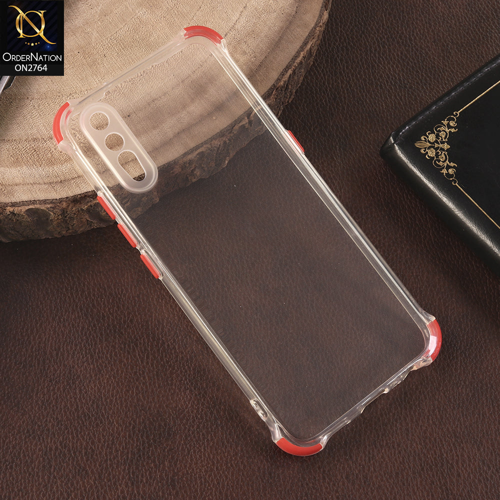 vivo Z5 Cover - Red -  Soft Anti Shock Colorfull Corner Back Clear Case