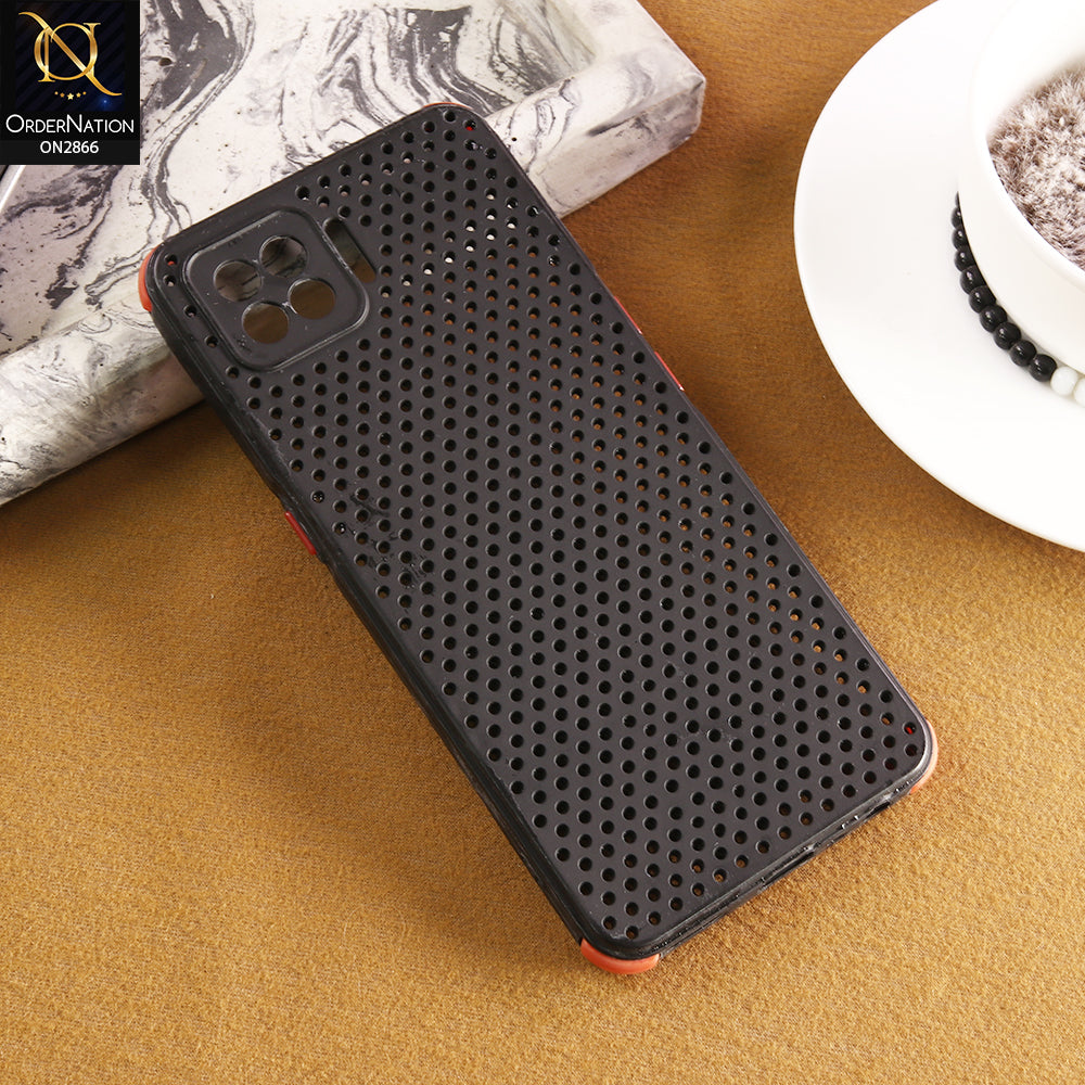 Oppo F17 Cover - Black - Cooling Breathing Mesh Soft Rubber Feel Phone Case