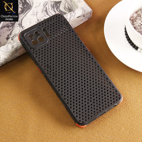Oppo F17 Cover - Black - Cooling Breathing Mesh Soft Rubber Feel Phone Case