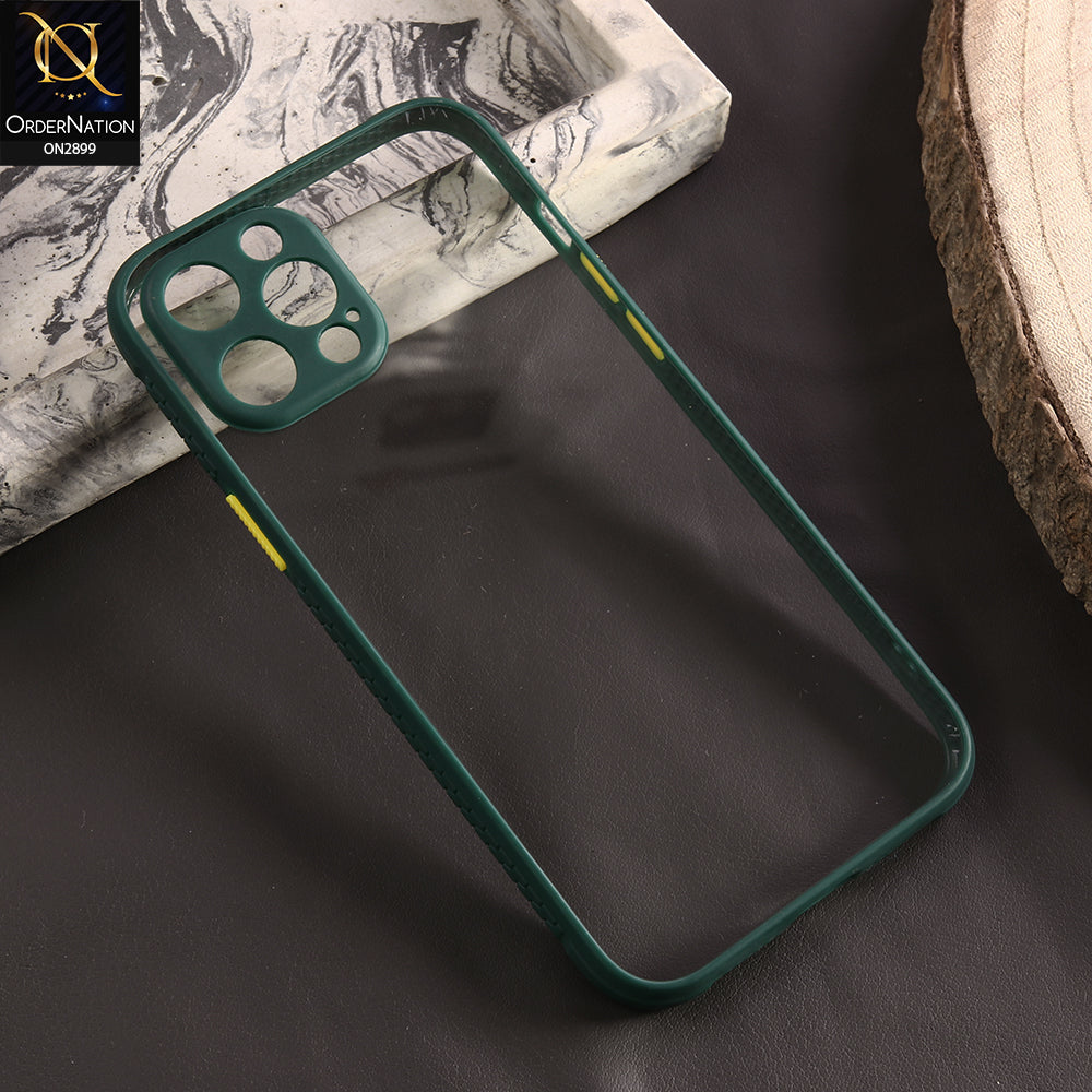 iPhone 12 Pro Max Cover - Dark Green - Shiny Acrylic Anti-Shock Stylish Bumper Camera Protection Back Case