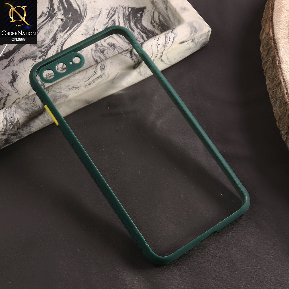 iPhone 8 Plus / 7 Plus Cover - Dark Green - Shiny Acrylic Anti-Shock Stylish Bumper Camera Protection Back Case
