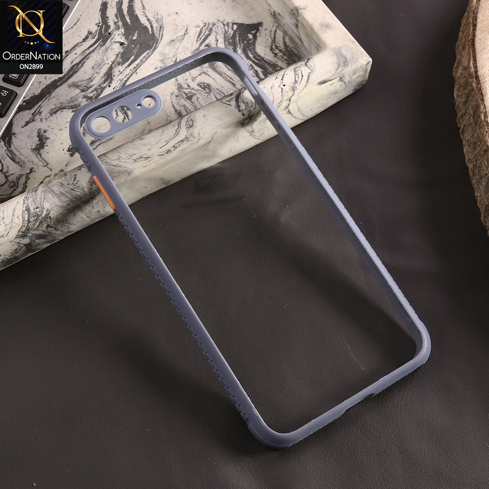 iPhone 8 Plus / 7 Plus Cover - Gray - Shiny Acrylic Anti-Shock Stylish Bumper Camera Protection Back Case