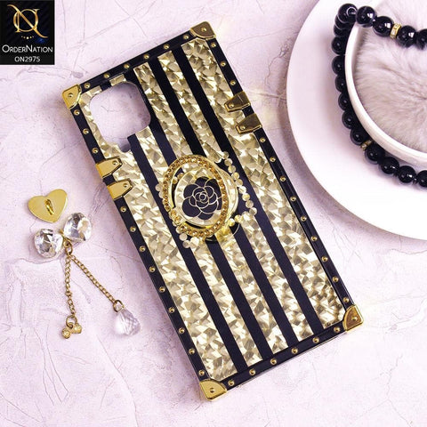 Samsung Galaxy A12 Nacho Cover - Design 2 - 3D illusion Gold Flowers Soft Trunk Case With Ring Holder
