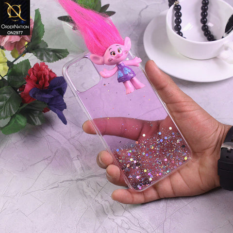 iPhone 12 Pro Cover - Design 5 - New Girlish Style Troll Doll Bling Soft TPU Phone Case - Glitter Does Not Move