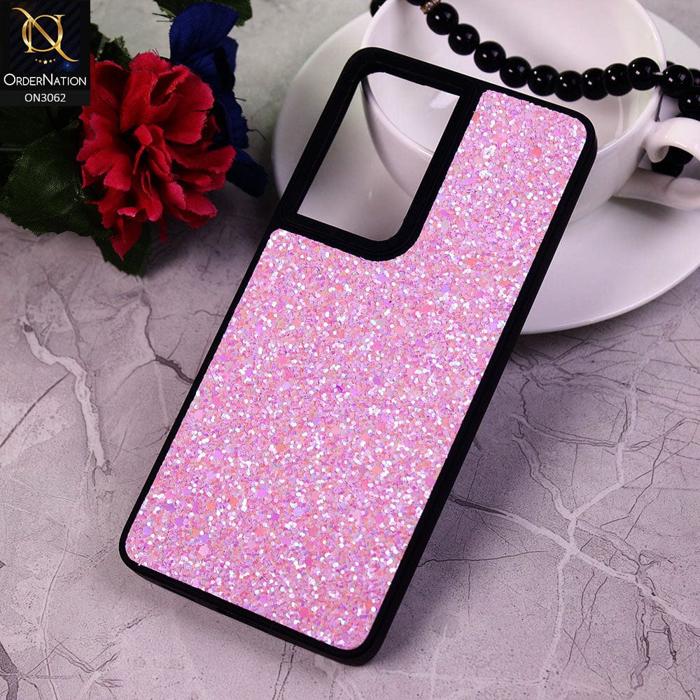 Samsung Galaxy S21 Ultra 5G Cover - Purple - Sparking Rhinestones Glitter Bling Soft Border Case