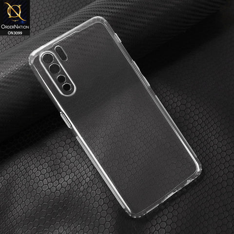 Oppo F15 Cover - Transparent - Soft 4D Design Shockproof Silicone Transparent Clear Camera Protection Case