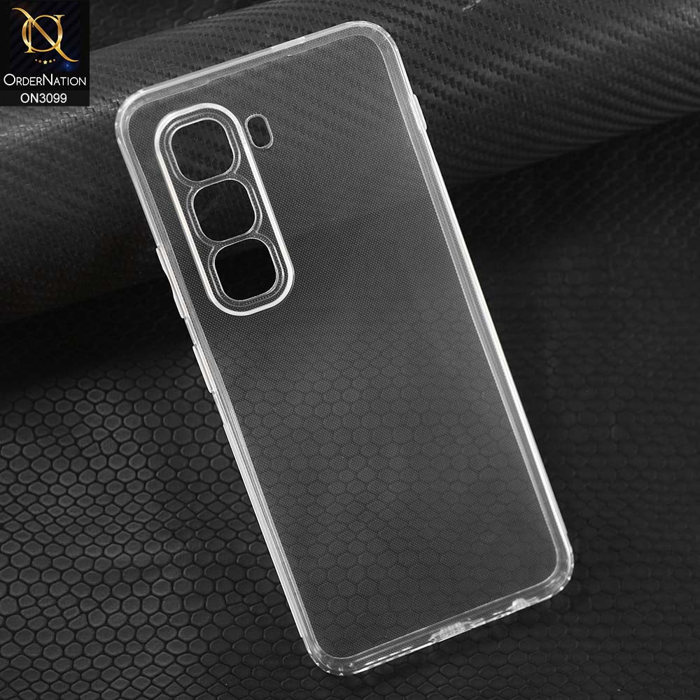 Infinix Hot 50 4G Cover - Transparent -   Soft 4D Design Shockproof Silicone Transparent Clear Camera Protection Case