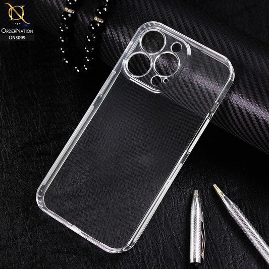 iPhone 14 Pro Max Cover - Soft 4D Design Shockproof Silicone Transparent Clear Camera Protection Case